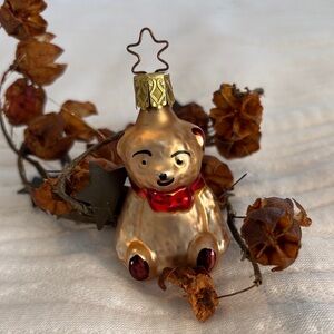 Vintage Gold Tone Bear Ornament Mercury Glass Radko?? Handpainted